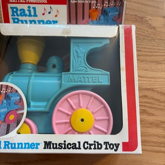 Mattel Rail Runner Musical Crib Train Toy in Box From 1983 Pastel Blue Pink - Picture 2 of 7